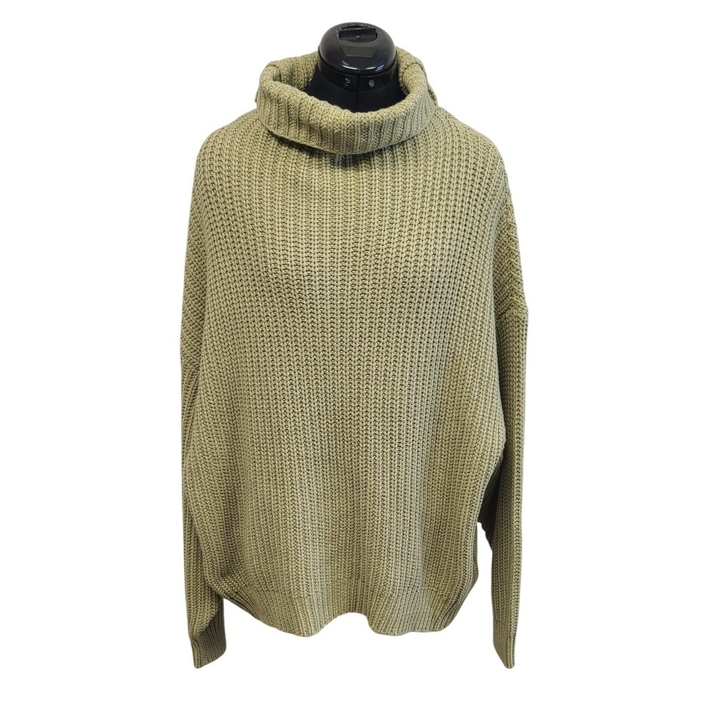 Free‎ People Swim Too Deep Oversized Turtleneck Sweater Olive Green Size Small